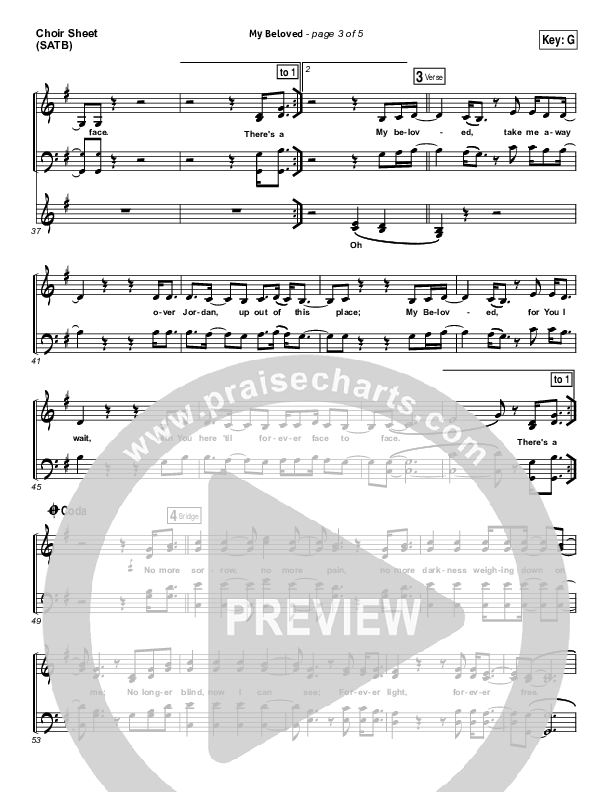 My Beloved Choir Sheet (SATB) (David Crowder)