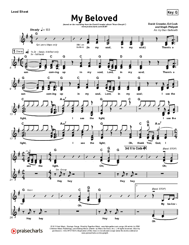 My Beloved Lead Sheet (David Crowder)