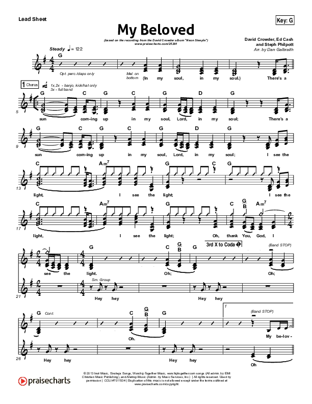 My Beloved Lead Sheet (SAT) (David Crowder)