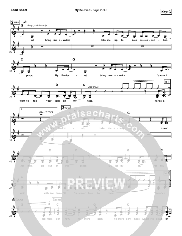 My Beloved Lead Sheet (SAT) (David Crowder)