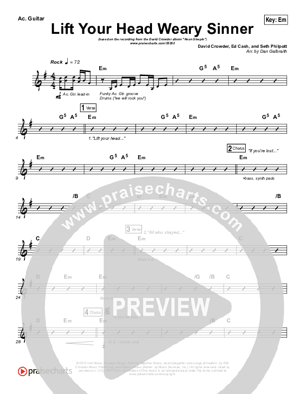 Lift Your Head Weary Sinner (Chains) Acoustic Guitar (David Crowder)