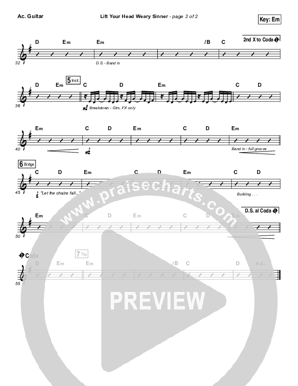 Lift Your Head Weary Sinner (Chains) Acoustic Guitar (David Crowder)