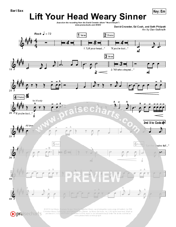 Lift Your Head Weary Sinner (Chains) Bari Sax (David Crowder)