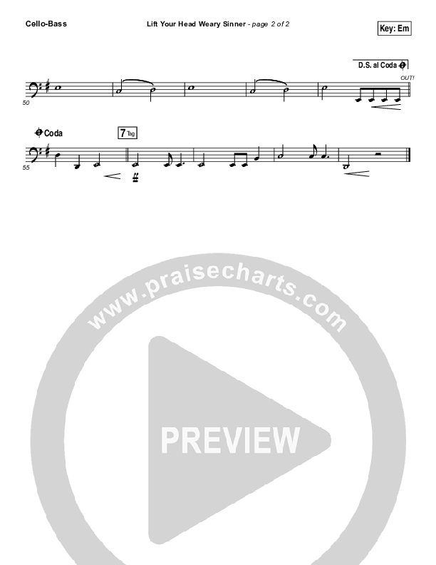 Lift Your Head Weary Sinner (Chains) Cello/Bass (David Crowder)