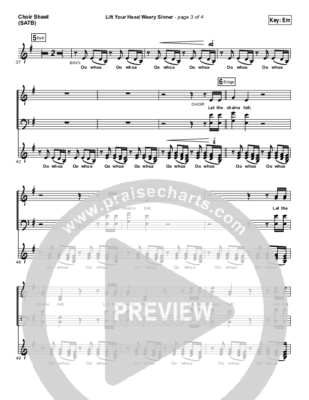 Lift Your Head Weary Sinner (Chains) Choir Vocals (SATB) (David Crowder)