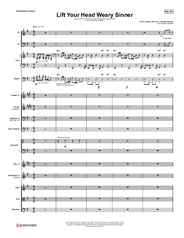 Lift Your Head Weary Sinner (Chains) Conductor's Score (David Crowder)