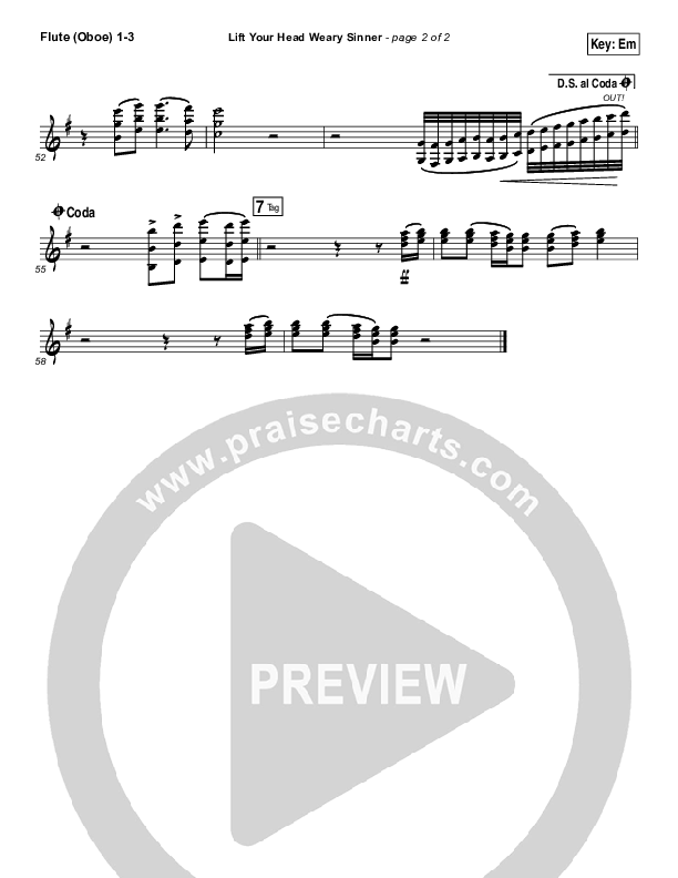 Lift Your Head Weary Sinner (Chains) Flute/Oboe 1/2/3 (David Crowder)