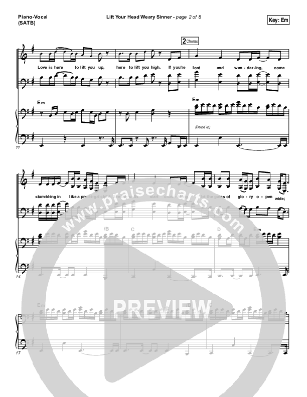 Lift Your Head Weary Sinner (Chains) Piano/Vocal Pack (David Crowder)