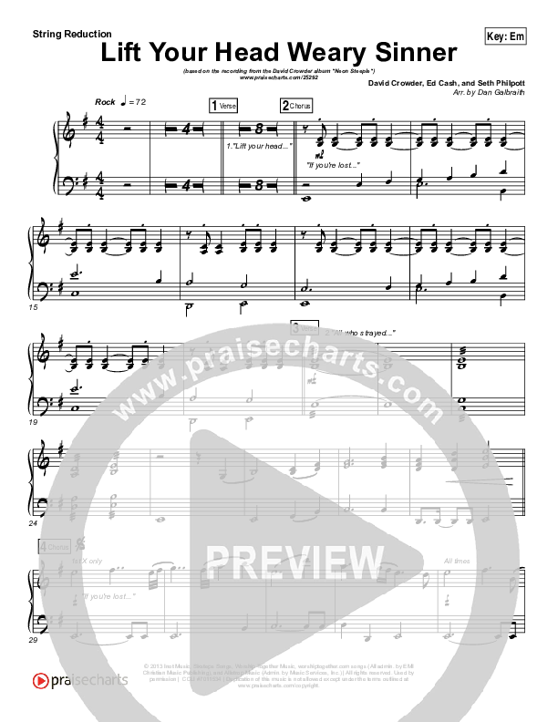 Lift Your Head Weary Sinner (Chains) String Pack (David Crowder)