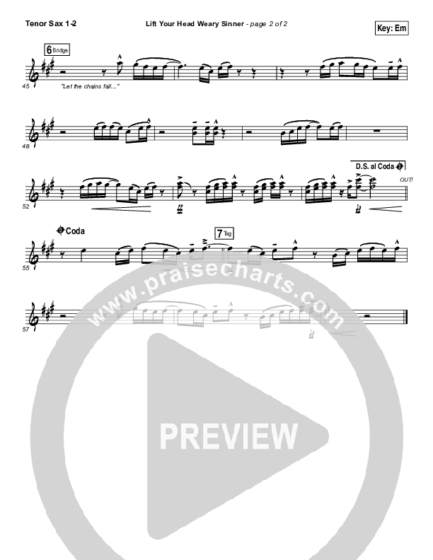 Lift Your Head Weary Sinner (Chains) Tenor Sax 1/2 (David Crowder)
