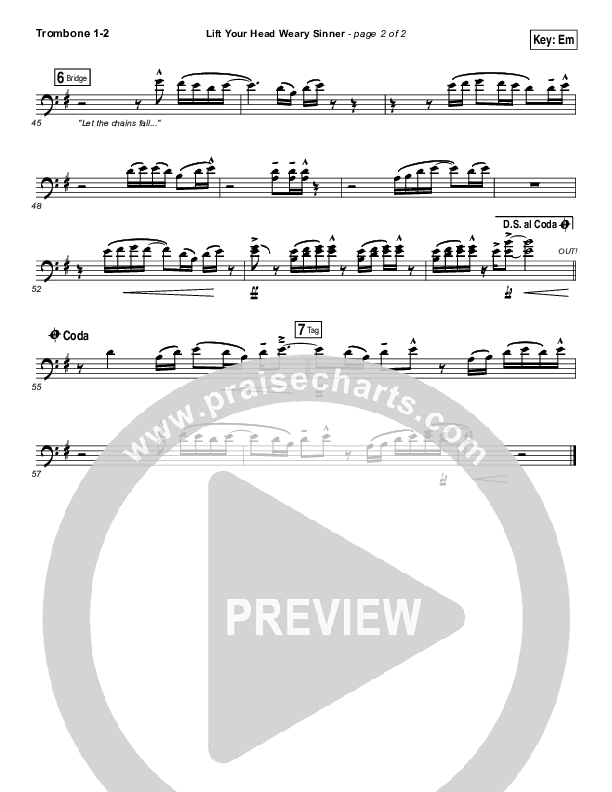 Lift Your Head Weary Sinner (Chains) Trombone 1/2 (David Crowder)