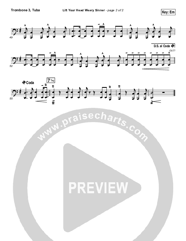 Lift Your Head Weary Sinner (Chains) Trombone 3/Tuba (David Crowder)