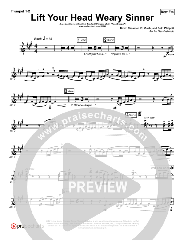 Lift Your Head Weary Sinner (Chains) Brass Pack (David Crowder)