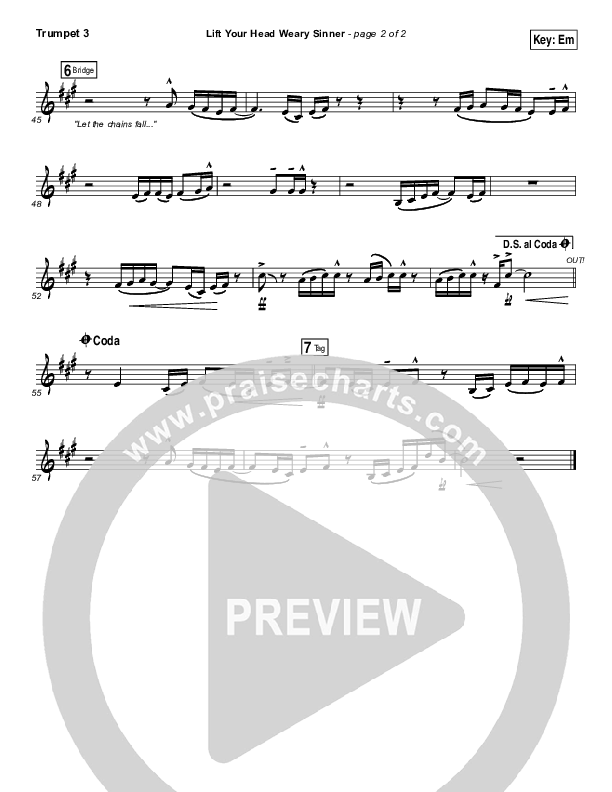 Lift Your Head Weary Sinner (Chains) Trumpet 3 (David Crowder)