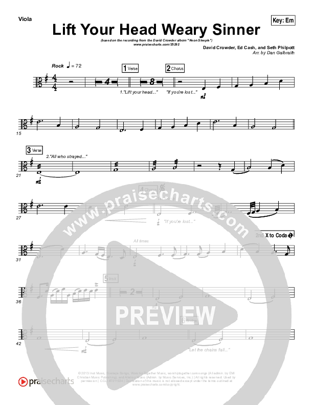 Lift Your Head Weary Sinner (Chains) Viola (David Crowder)