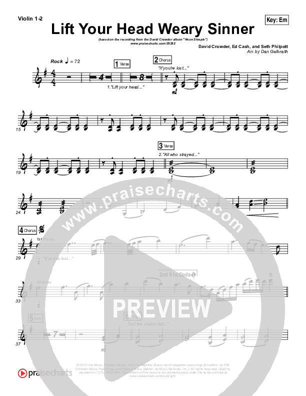 Lift Your Head Weary Sinner (Chains) String Pack (David Crowder)