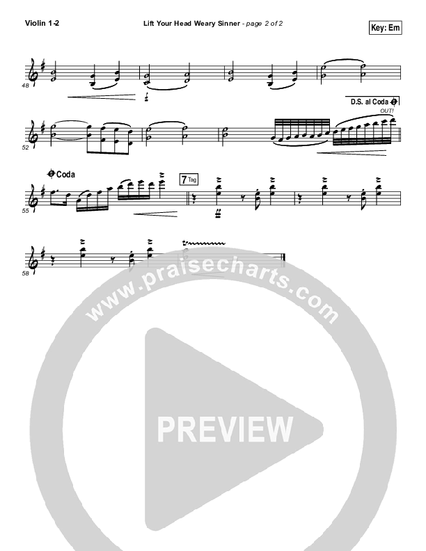 Lift Your Head Weary Sinner (Chains) Violin 1/2 (David Crowder)