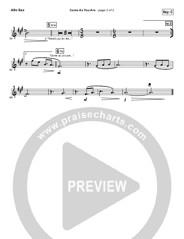 Come As You Are Alto Sax (David Crowder)