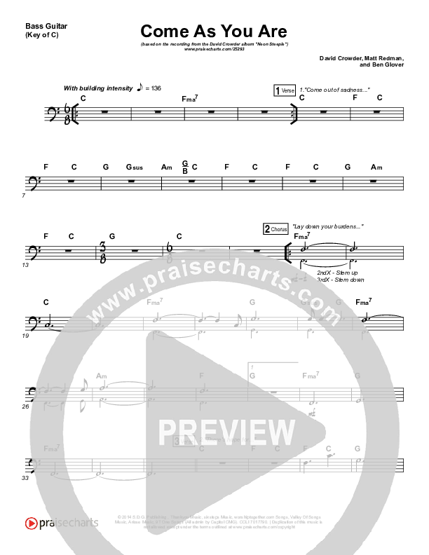 Come As You Are Bass Guitar (David Crowder)