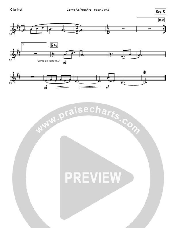 Come As You Are Clarinet (David Crowder)