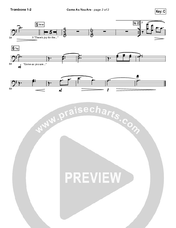 Come As You Are Trombone 1/2 (David Crowder)