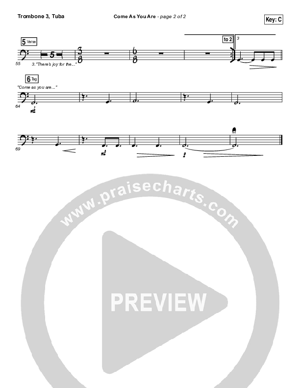 Come As You Are Trombone 3/Tuba (David Crowder)