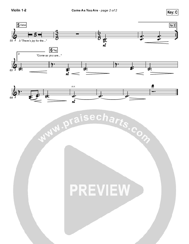 Come As You Are Violin 1/2 (David Crowder)