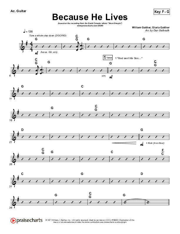 Because He Lives Acoustic Guitar (David Crowder)