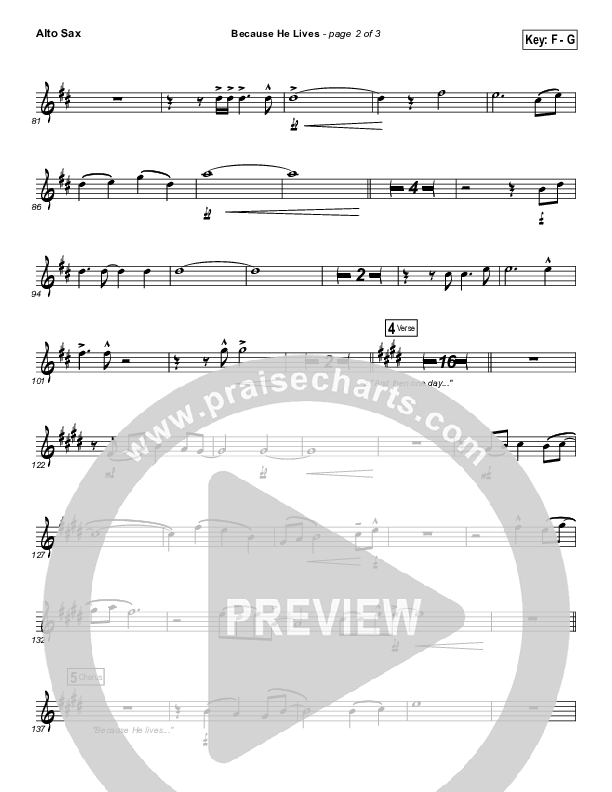 Because He Lives Alto Sax (David Crowder)