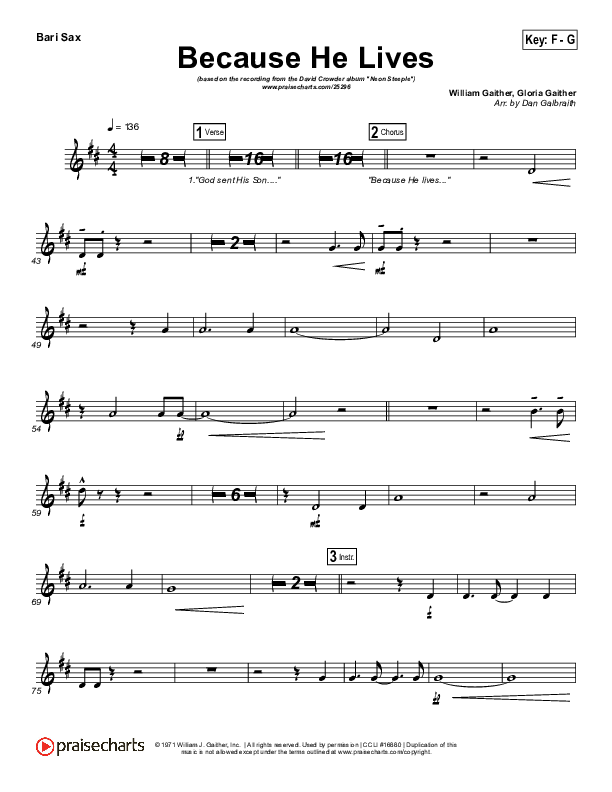 Because He Lives Bari Sax (David Crowder)