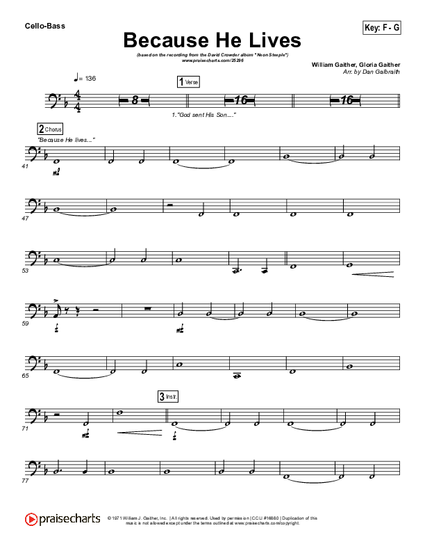 Because He Lives Cello/Bass (David Crowder)
