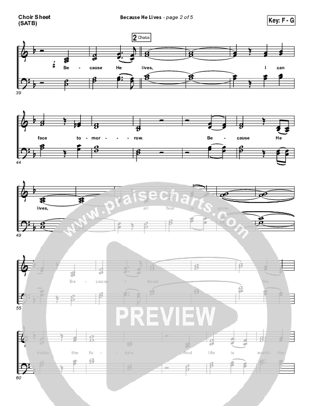 Because He Lives Choir Vocals (SATB) (David Crowder)