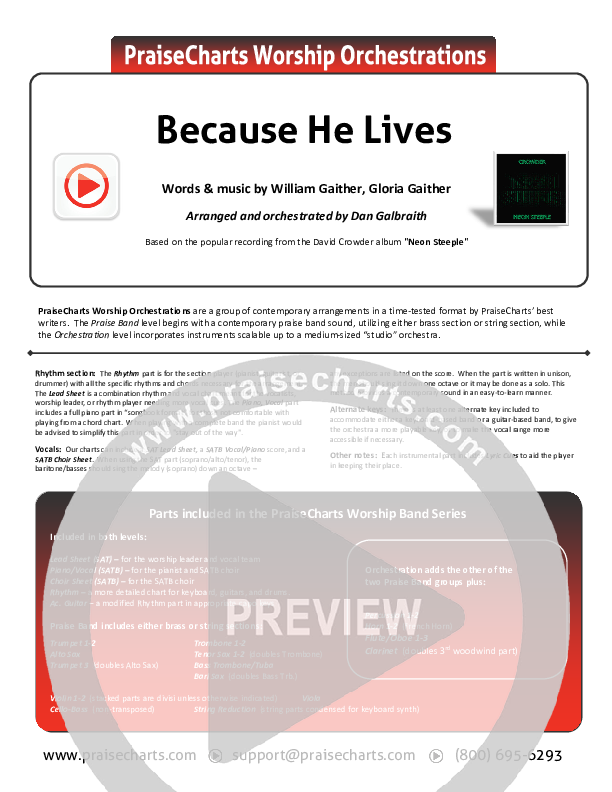 Because He Lives Cover Sheet (David Crowder)