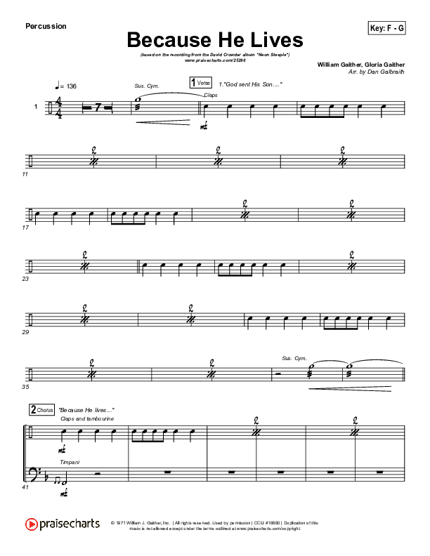 Because He Lives Percussion (David Crowder)