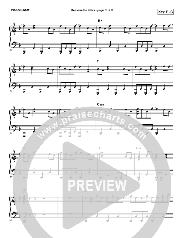 Because He Lives Piano Sheet (David Crowder)