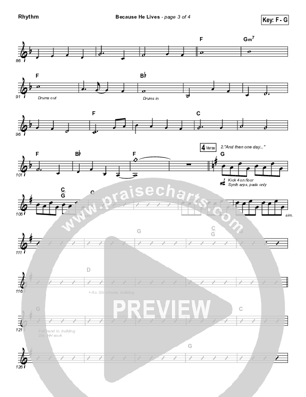 Because He Lives Rhythm Chart (David Crowder)