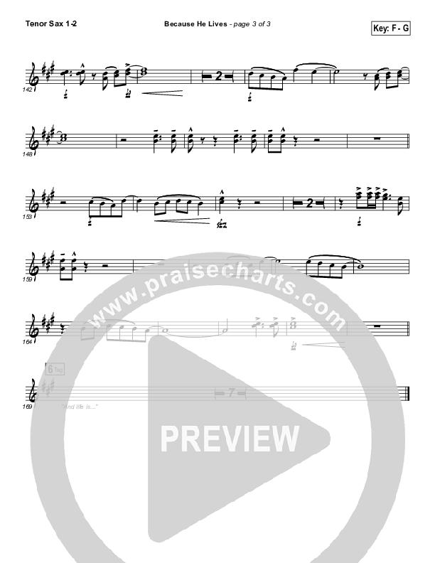 Because He Lives Tenor Sax 1/2 (David Crowder)
