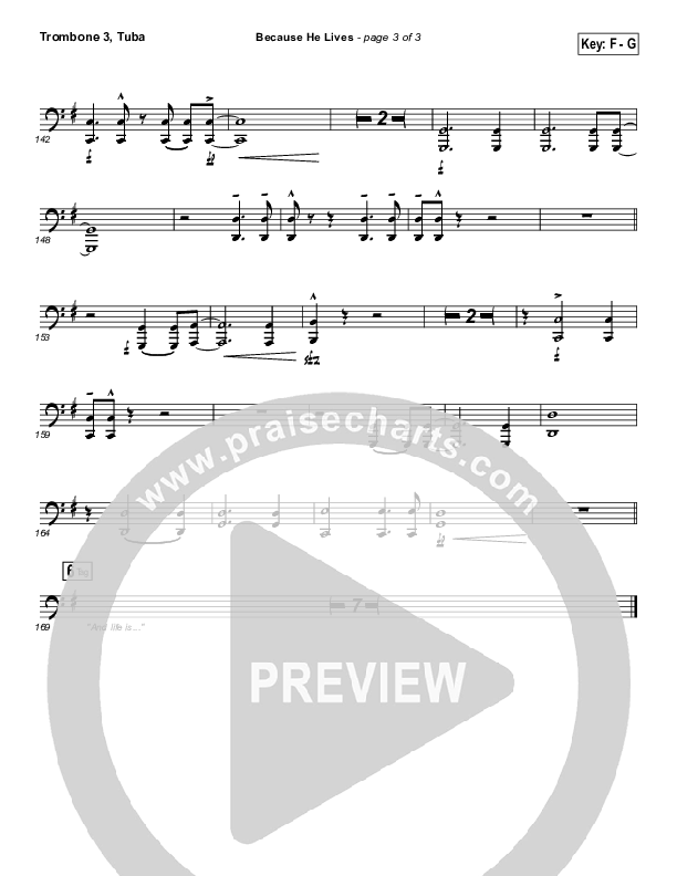 Because He Lives Trombone 3/Tuba (David Crowder)
