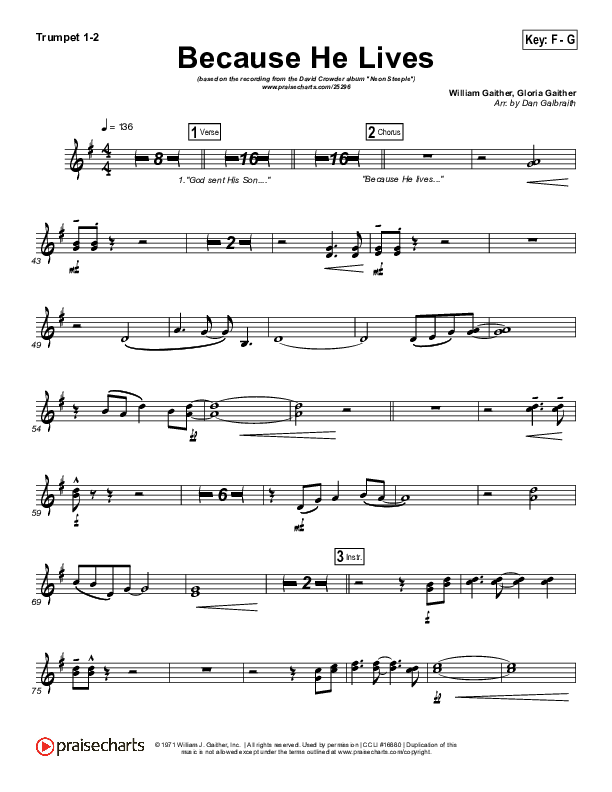 Because He Lives Brass Pack (David Crowder)