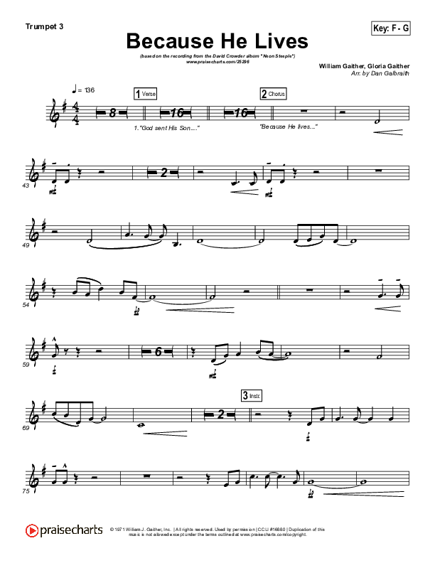 Because He Lives Trumpet 3 (David Crowder)