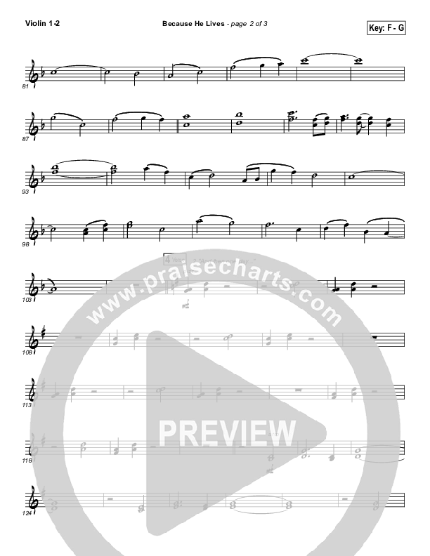 Because He Lives Violin 1/2 (David Crowder)