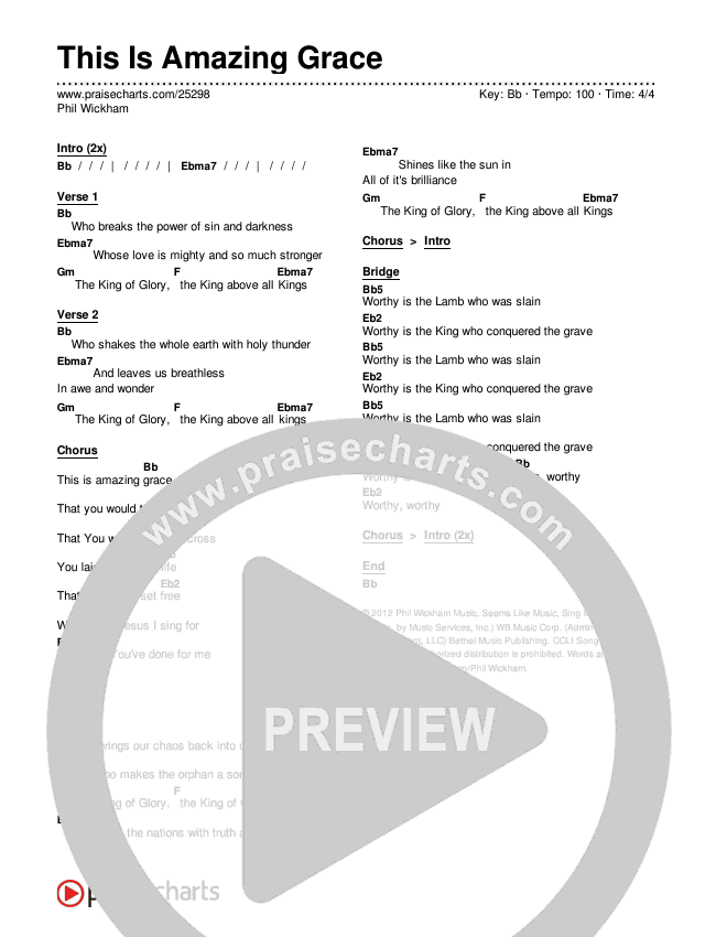 This Is Amazing Grace Chords & Lyrics (Phil Wickham)