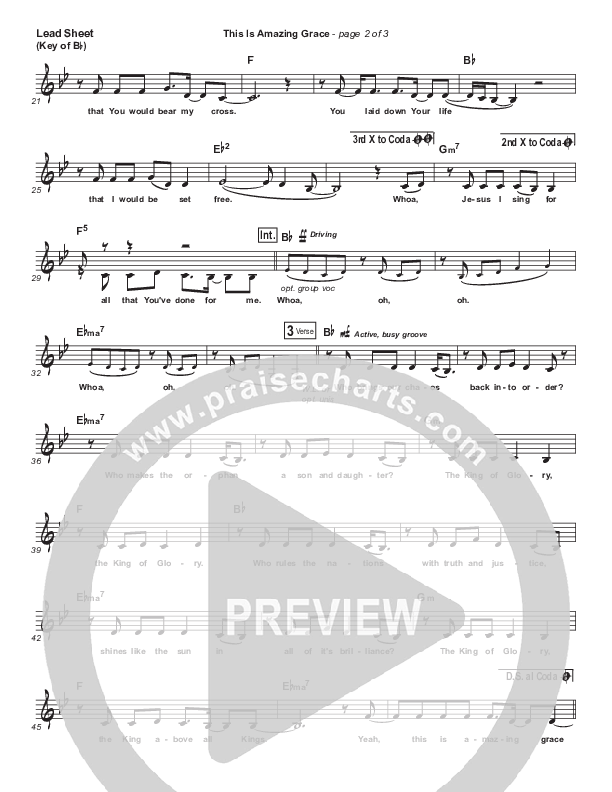 This Is Amazing Grace Lead Sheet (Melody) (Phil Wickham)