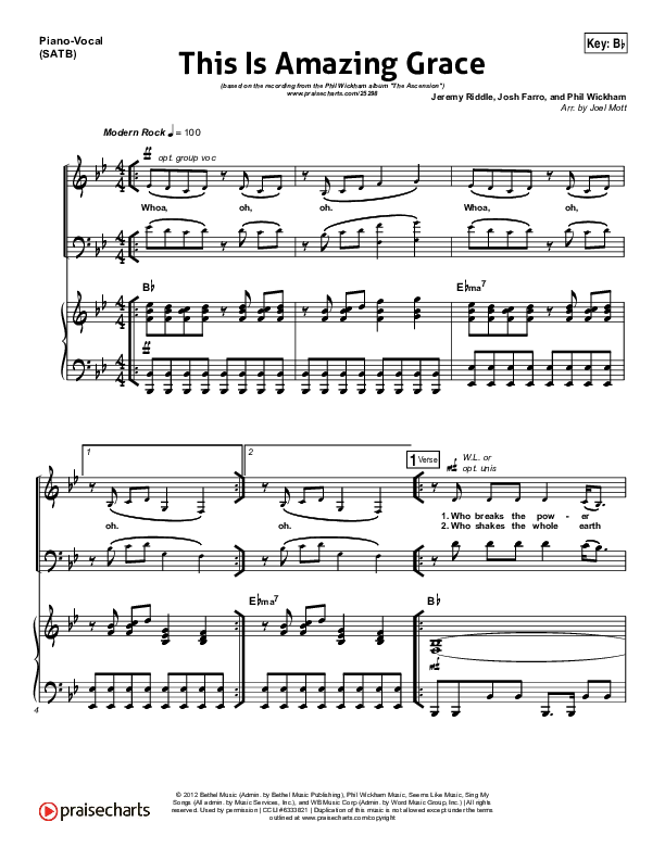 This Is Amazing Grace Piano/Vocal (SATB) (Phil Wickham)