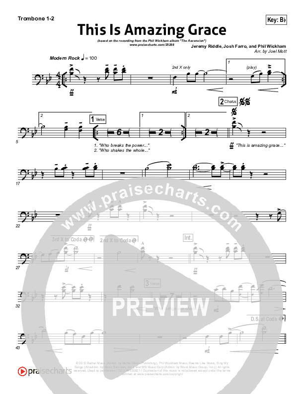 This Is Amazing Grace Trombone 1/2 (Phil Wickham)