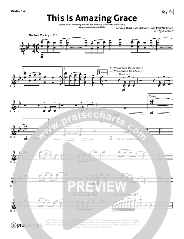 This Is Amazing Grace Violin 1,2 (Phil Wickham)