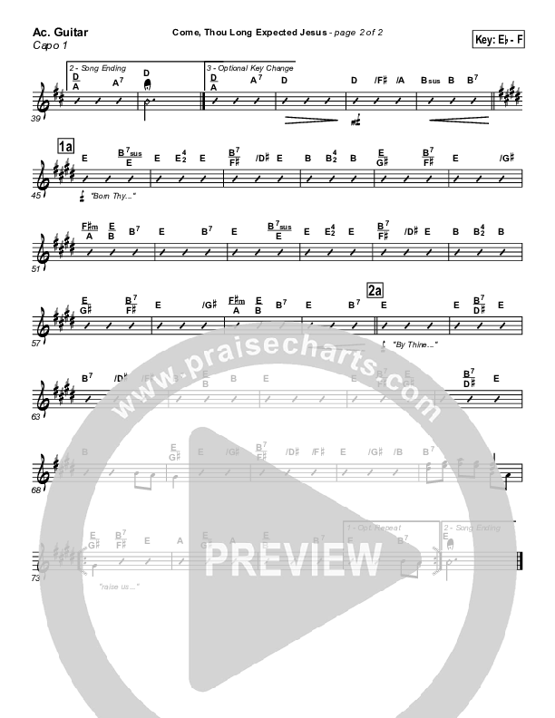 Come Thou Long Expected Jesus Acoustic Guitar (Traditional Carol / PraiseCharts)