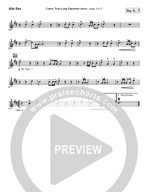 Come Thou Long Expected Jesus Alto Sax (Traditional Carol / PraiseCharts)