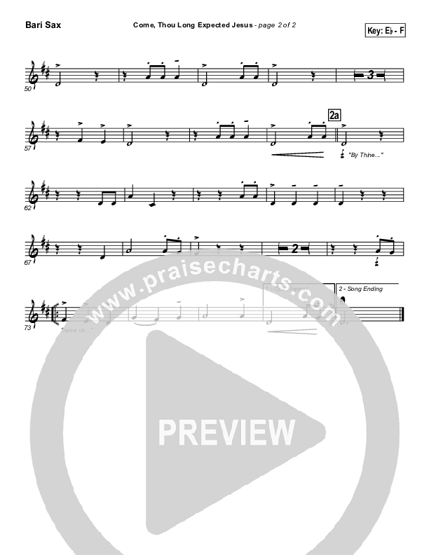 Come Thou Long Expected Jesus Bari Sax (Traditional Carol / PraiseCharts)