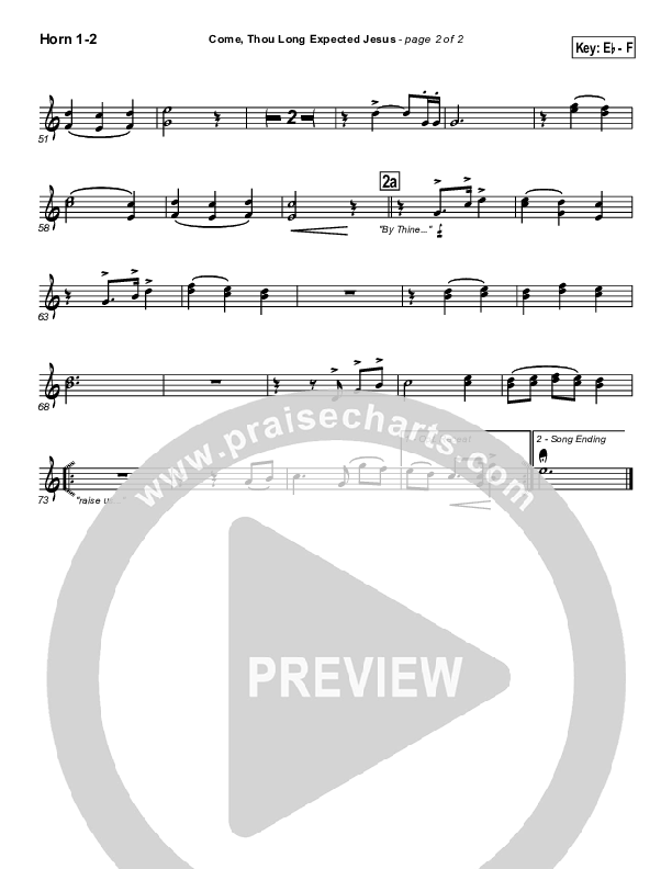 Come Thou Long Expected Jesus French Horn 1/2 (Traditional Carol / PraiseCharts)